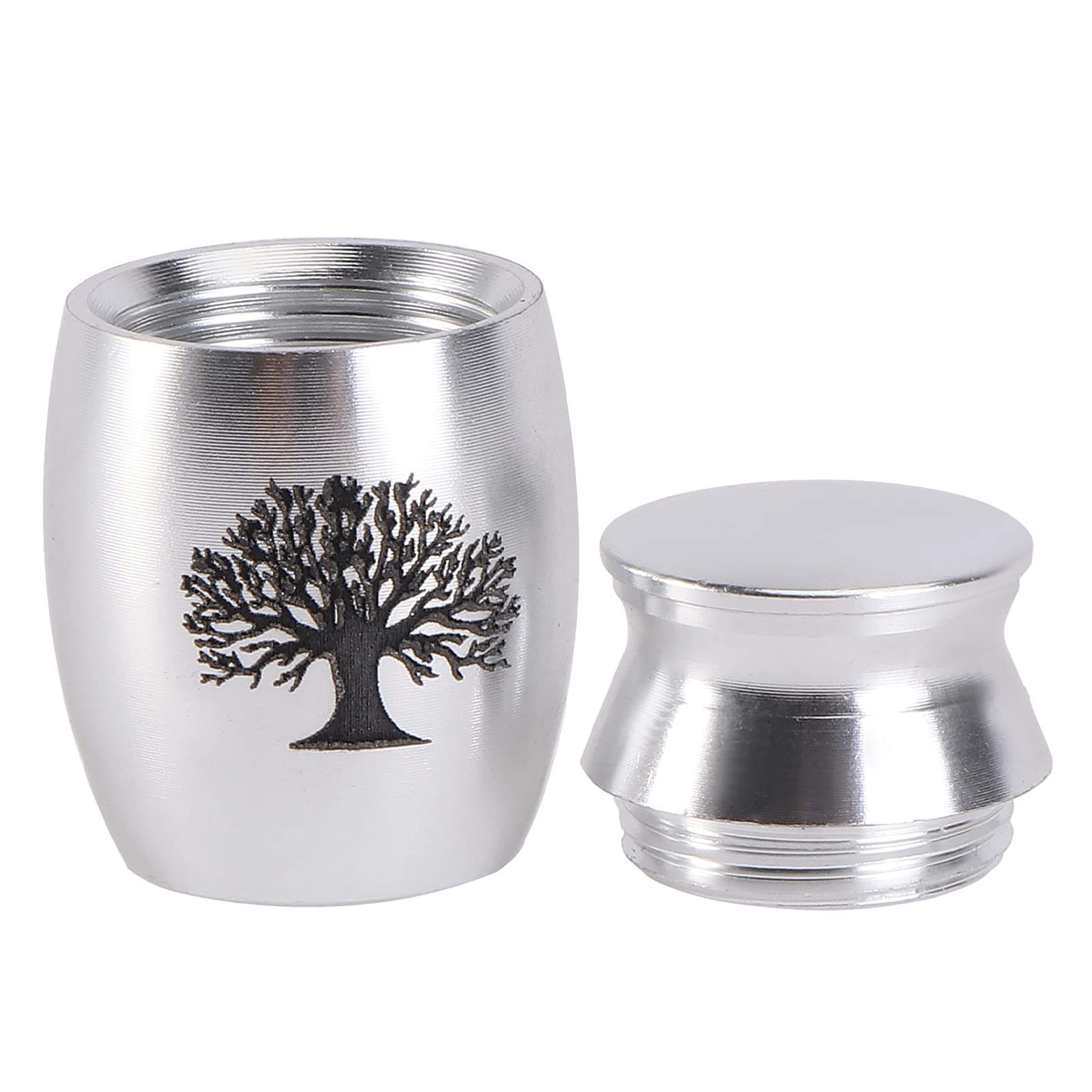 Ashes Urn Small Cremation Urn Dog Ashes Jar Mini Pet Cinerary Container Stainless Steel Life Tree Pattern Animal Ashes Keepsake Holders Can Silver