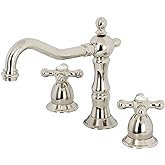 Kingston Brass KS1976AX Heritage Widespread Bathroom Faucet, Polished Nickel, 8 x 7.56 x 7.44