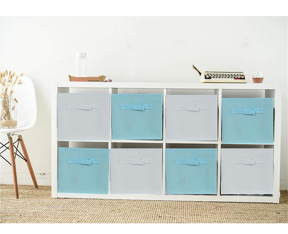 Foldable Storage Cube Basket Bin-6Pcs- Containers Home Shelf Organizer Cloth Collapsible Box Kids Toys Drawer (White)