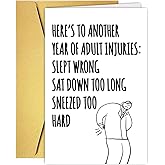 Qamza Funny Birthday Card for Him, Humorous Injuries Birthday Card for Dad Husband Grandpa Uncle Brother, Hilarious 50th 60th 70th Birthday Cards for Men