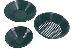 Round Gold Panning Pans Set, 3PCS ABS Plastic Gold Washing Pan Kit Hand Operated Gold Dredging Tools for Gold Nugget Planning