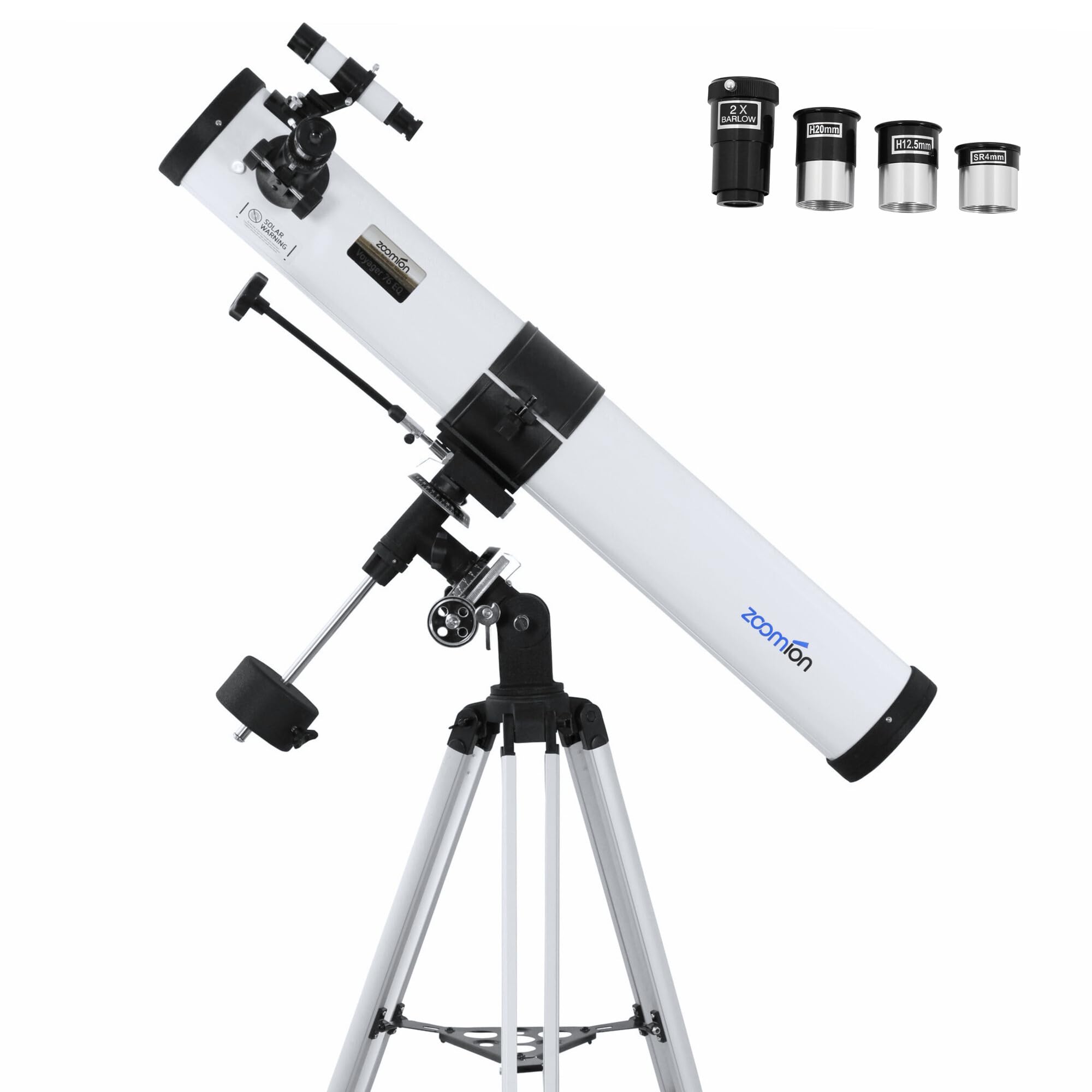 Zoomion Voyager 76/900 EQ reflector telescope - Astronomical Telescope set with tripod, mount and eyepieces for children and beginners of astronomy