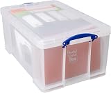Really Useful Box 64 Litre Plastic Storage Box Clear Pack of 2 view 3
