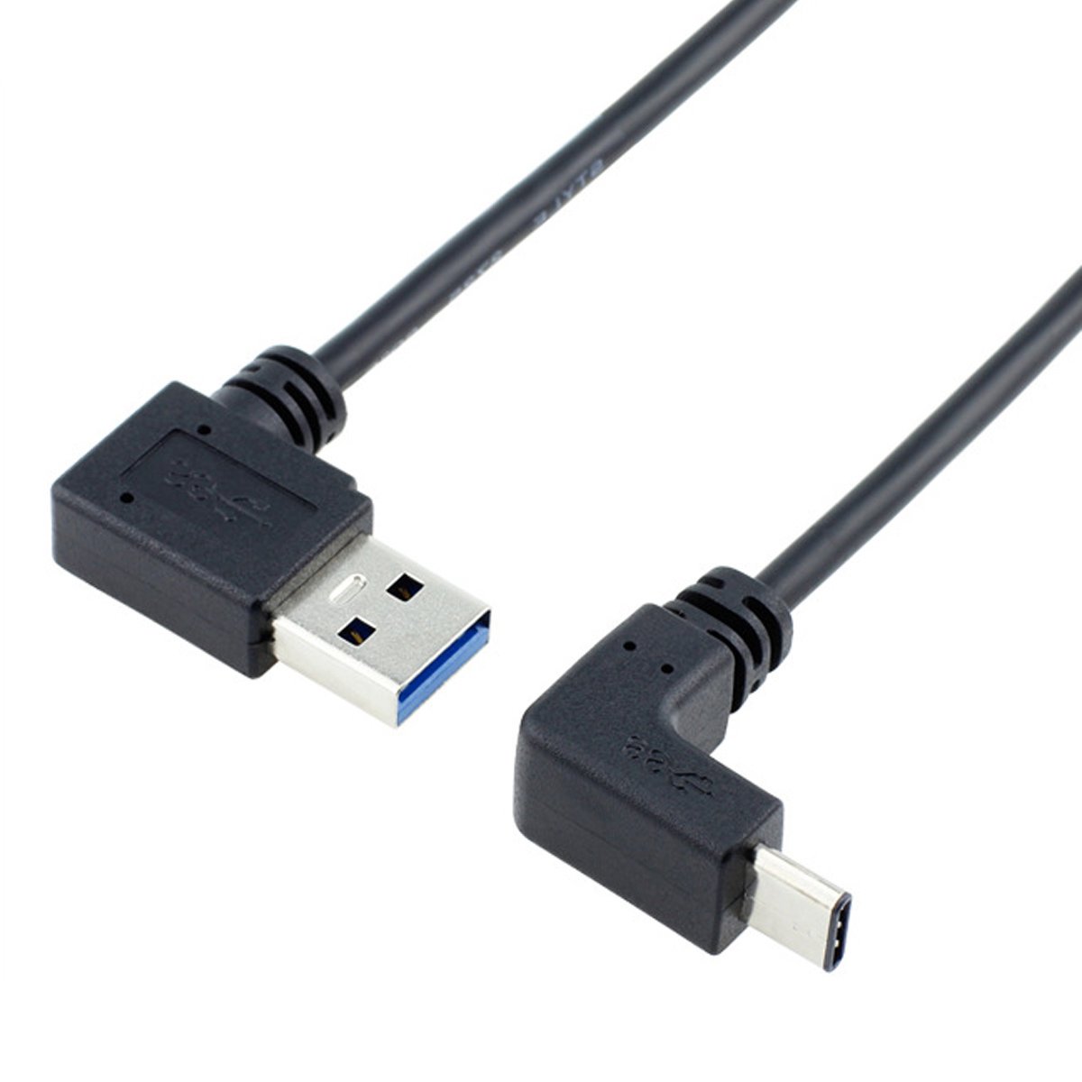 Cablecc USB 3.1 USB-C Up & Down Angled to 90 Degree Left Angled A Male Data Cable for Macbook & Tablet & Phone — image 1