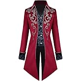 Crubelon Men's Steampunk Vintage Tailcoat Jacket Gothic Victorian Frock Coat Uniform Halloween Costume