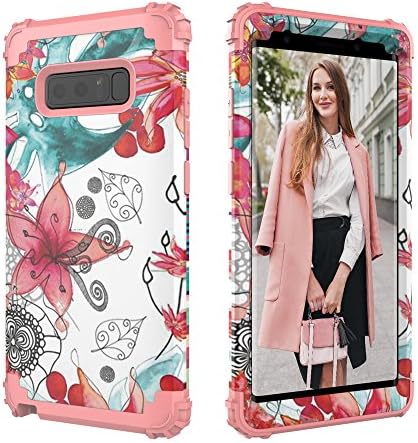 Galaxy Note 8 Case,CASY MALL 3-Layers Heavy Duty Hybrid Full-Body Protect Case for Samsung Galaxy Note 8 2017 Release Flower