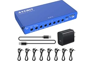 [New Version] AYCRIT Guitar Pedal Power Supply, Rechargeable 12800mAh 9 Outputs 9V2A/12V1.5A/18V450mA and 5V2A USB-C Port for iPhone ipad (MUSTAN-01) Style