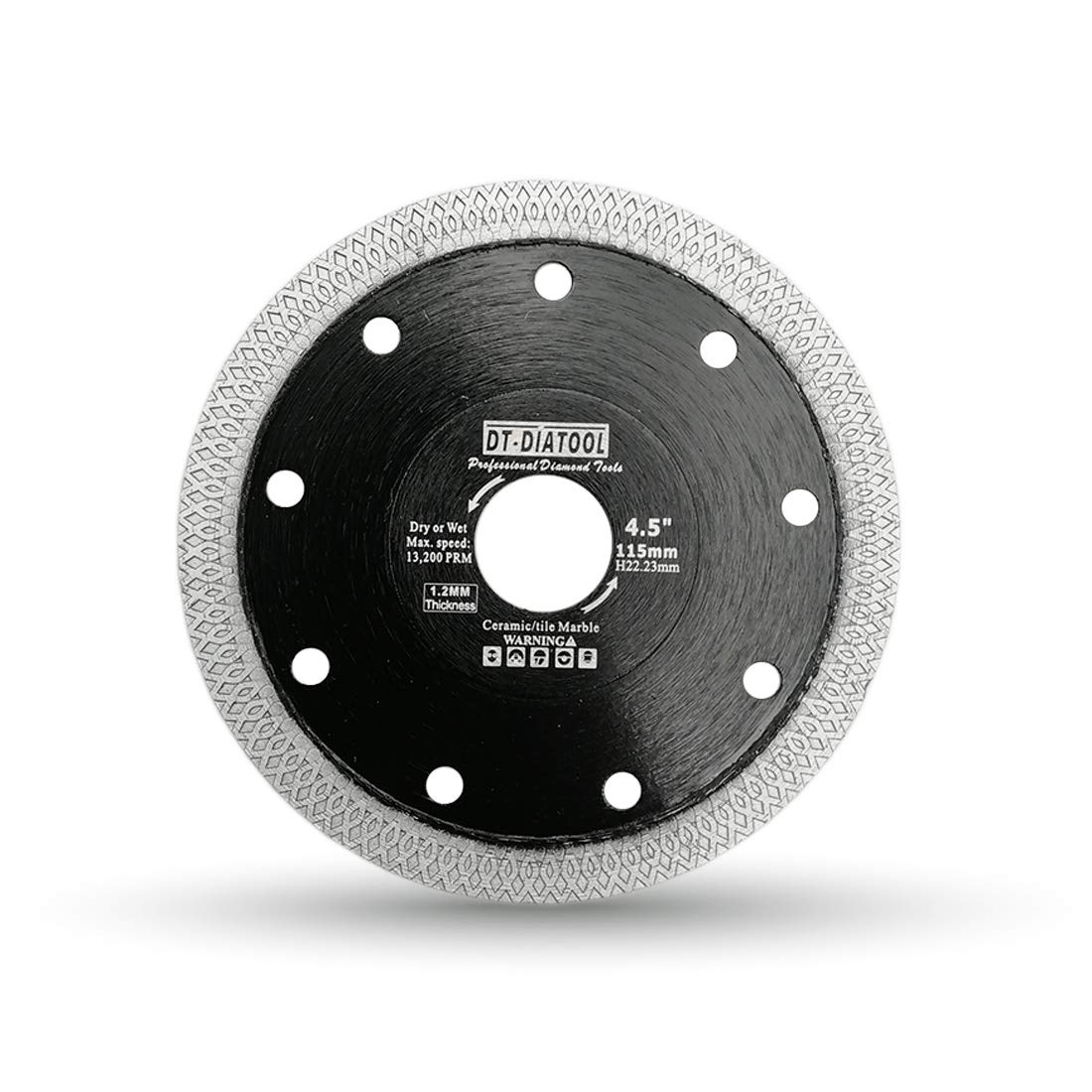 DT-DIATOOL Diamond Disc 4.5 Inch / 115mm Cutting Disc with X Mesh Turbo for Porcelain Tile Marble Ceramic Granite