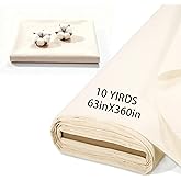 10 Yards 100% Cotton Muslin Fabric Natural Unbleached Linen Fabric by The Yard 63 inch x 10 Yards Unbleached Muslin Linen Fab