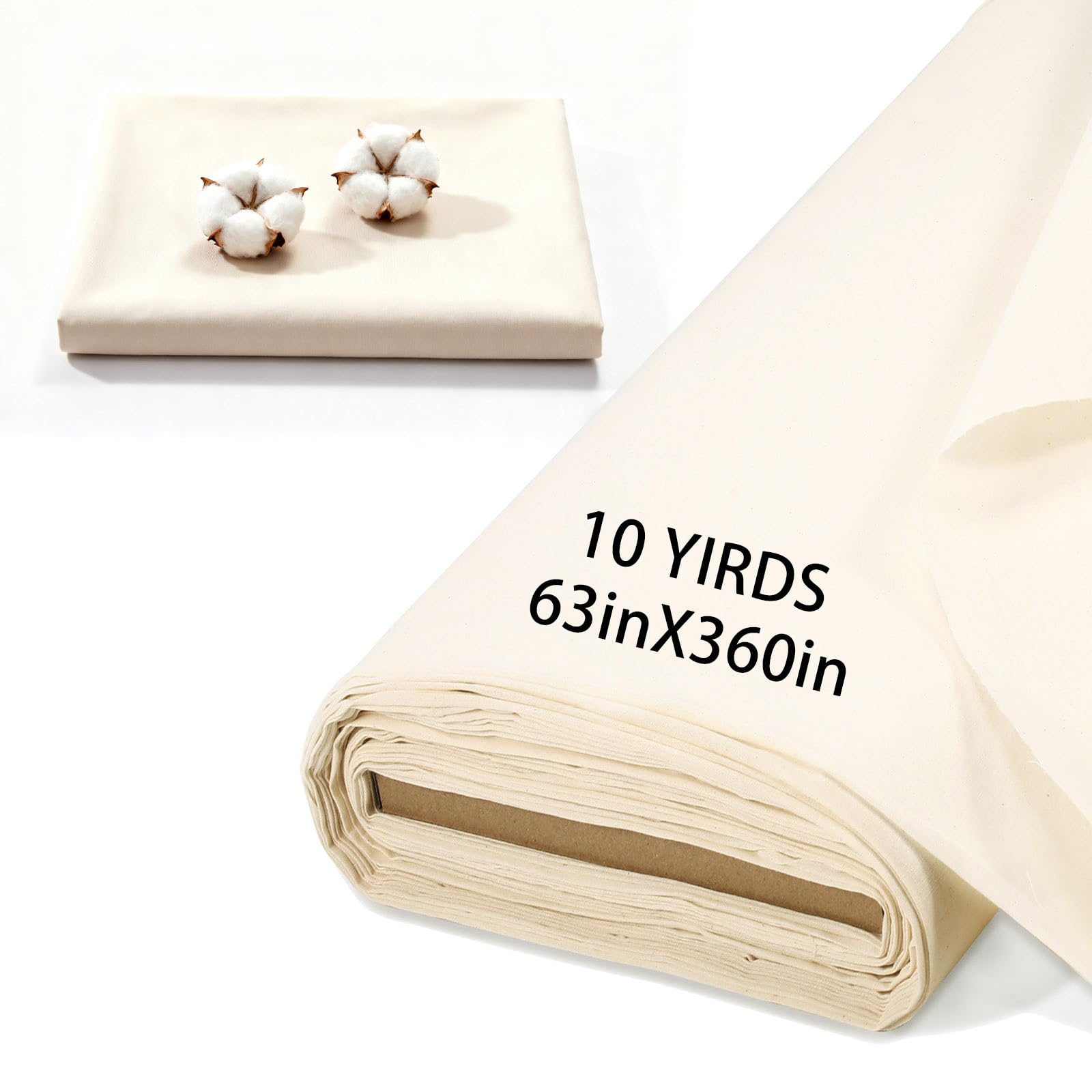 Photo 1 of 10 Yards 100% Cotton Muslin Fabric Natural Unbleached Linen Fabric by The Yard 63 inch x 10 Yards Unbleached Muslin Linen Fabric Material for Sewing Material Apparel Cloth