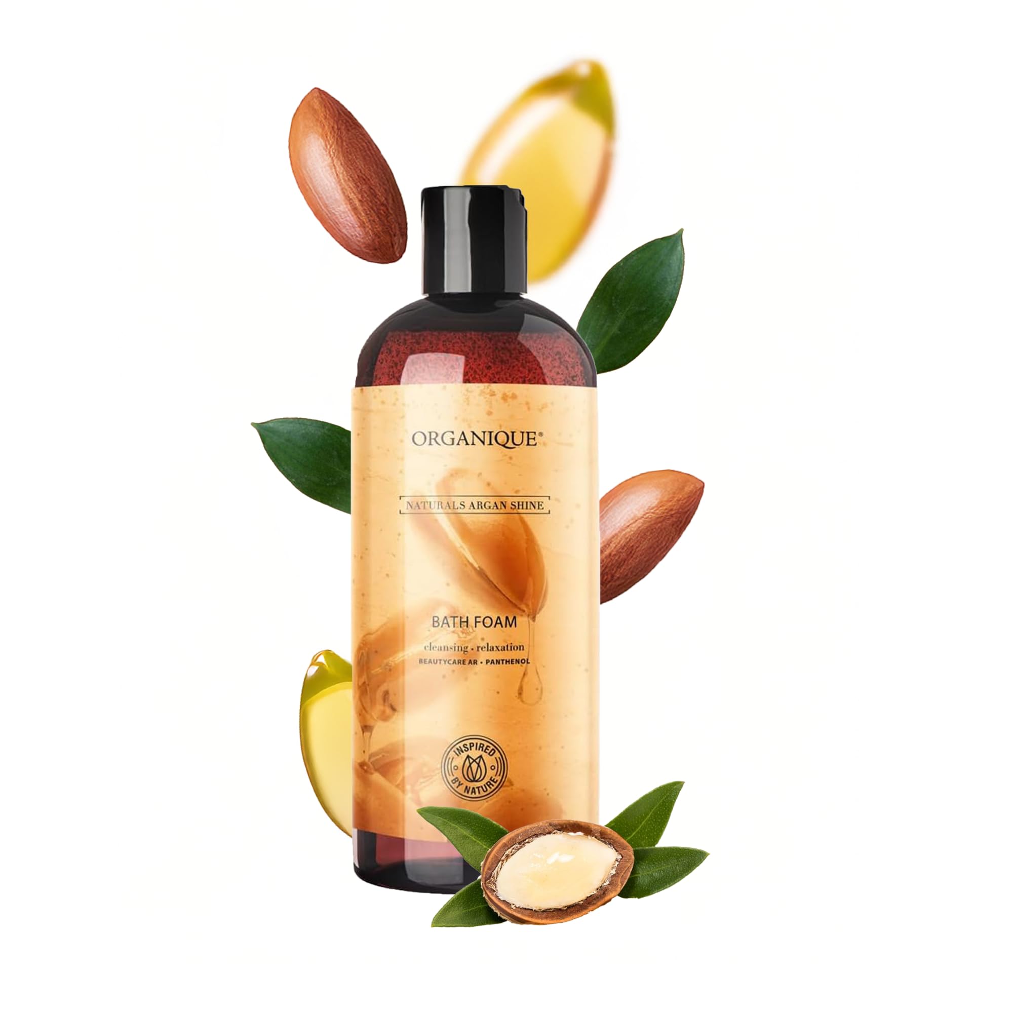 Organique Beauty Natural Cleansing & Relaxing Argan Bath Foam | Bubble Bath for Women & Men, Gentle Foam, Muscle Soak | Vitamin E, Ginkgo Biloba, Ginseng Extract, Regeneration and Hydration (400 ml)