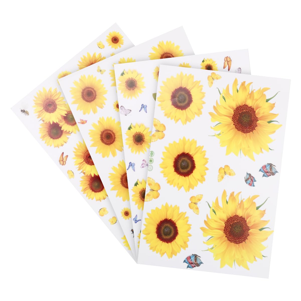 Tabanzhe 4 Sheets Sunflower Butterfly Sticker - Sunflower Environmental Friendly Waterproof Wall Sticker Suitable for Ceramic Marble and Metal Surfaces for Bedroom Living Room Bathroom, 2304-46A