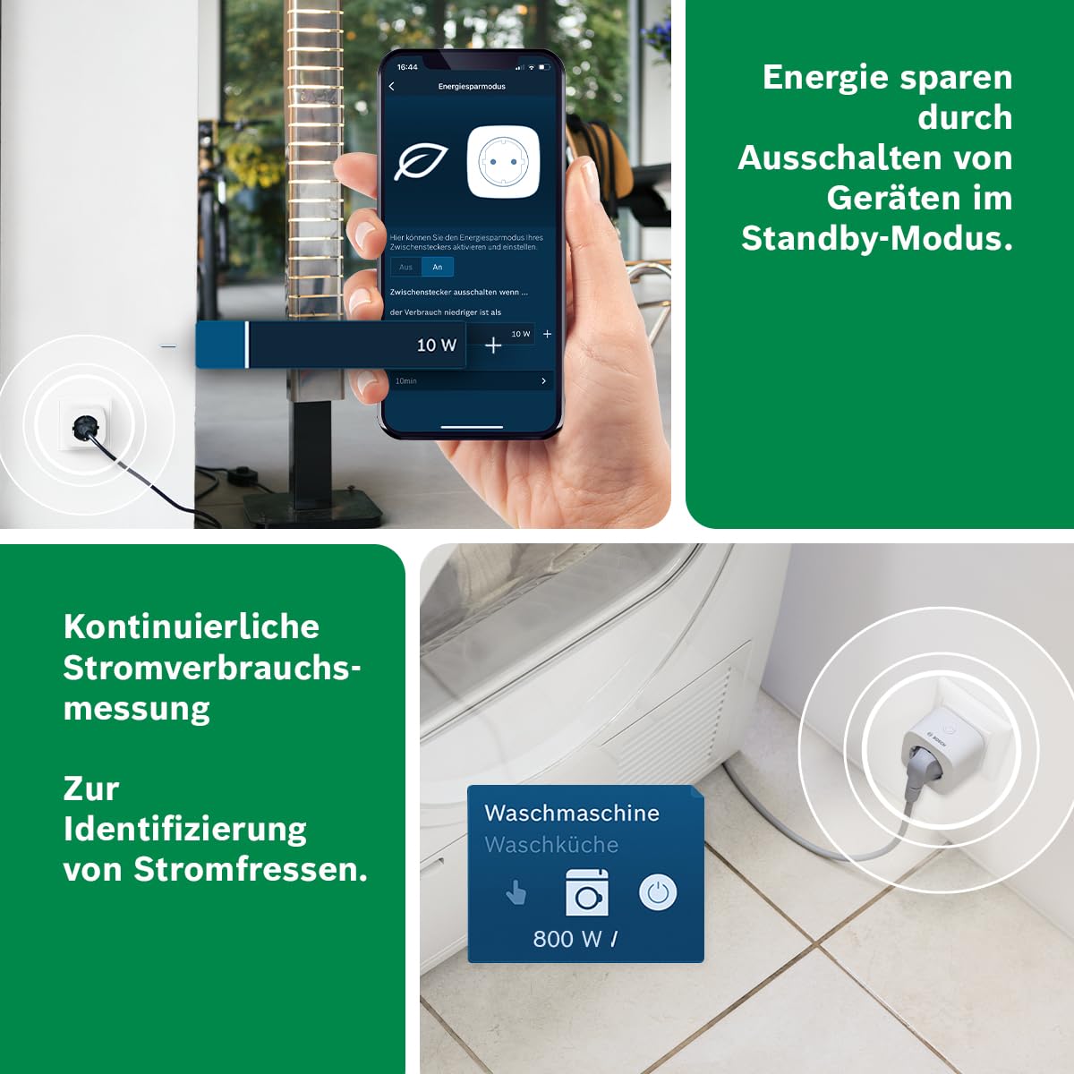 Bosch Smart Home Zwischenstecker Kompakt [+M], smarte Steckdose mit Matter, Stromverbrauch messen & Energiekosten senken, App- & Sprachsteuerung, Apple Home, Google Home & Alexa kompatibel 5