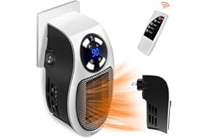 Galeidor® Top Heat Plug in Heater for Indoor Use, 350W Smart Space Electric Fan Heater Wall Outlet Electric Space Heater as Seen on TV with Adjustable Thermostat and Timer and Led Display for Office