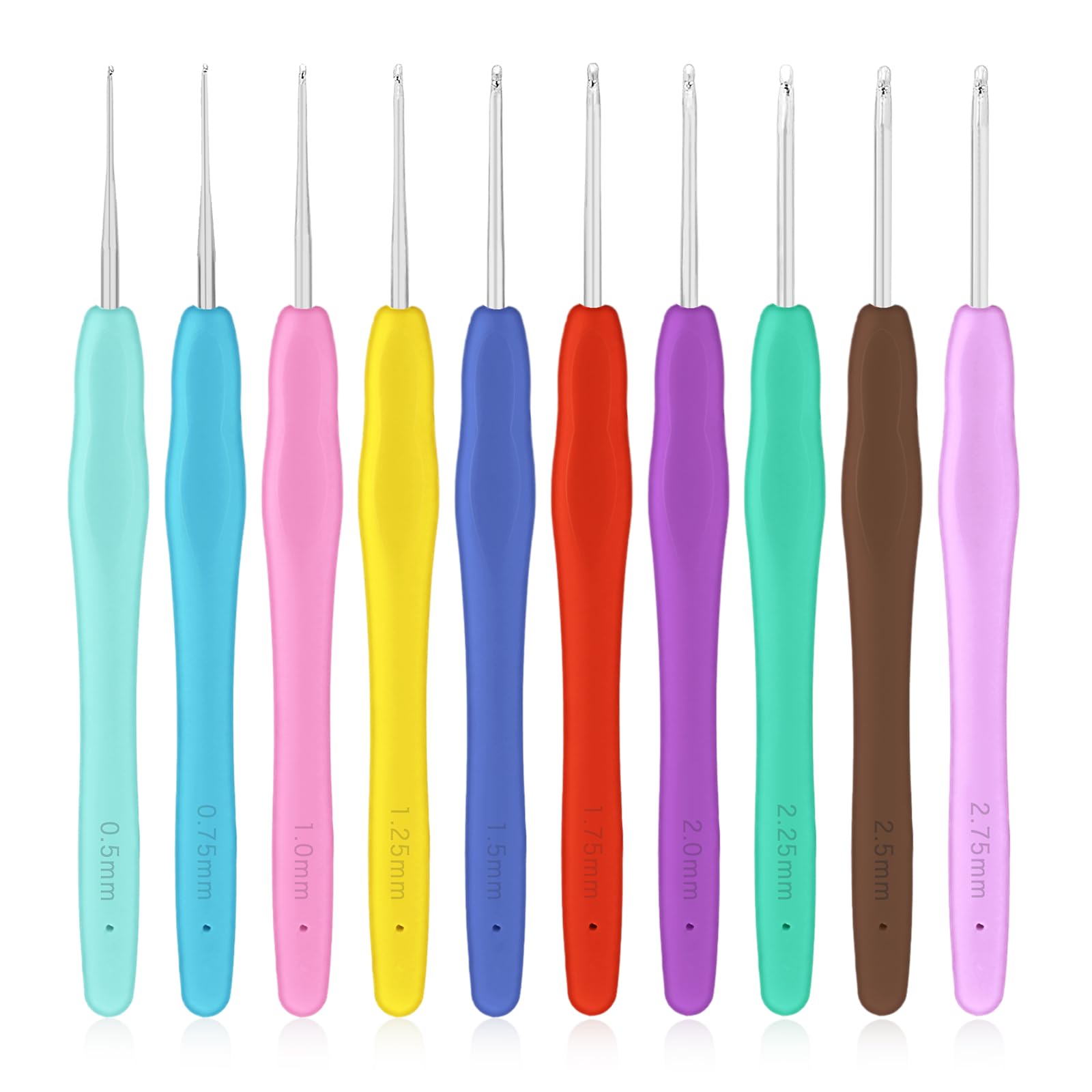 Photo 1 of 10 Small Lace Crochet Hooks Set, Knitting Needles 0.5mm/0.75mm/1mm/1.25mm/1.5mm/1.75mm/2mm/2.25mm/2.5mm/2.75mm Ergonomic Handle Crochet Hooks for Lacework