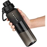 OLDLEY 32oz Frosted Clear Water Bottle, BPA-Free Tritan Plastic Reusable Water Bottle with Fast-Flow Spout Lid, Wide Mouth Leakproof Sports Drinking Bottle for Gym, School, Office, Travel,Black