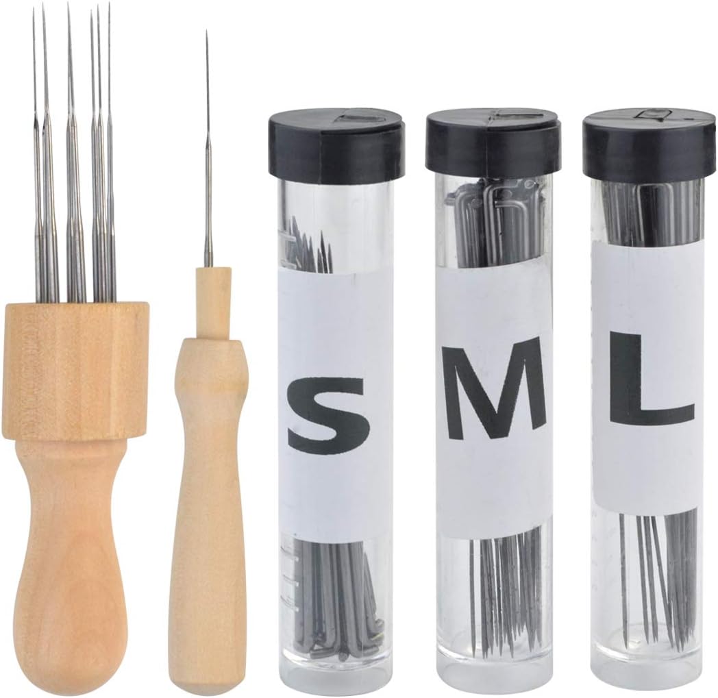 Yolyoo Needle Felting Kit Wool Felting Supplies with 90Pcs Felting Needles,3Pcs Needle Bottles,2Pcs Needle Felting Pen for Professional and Beginner