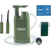 【Outdoor Water Filter Multipurpose for Survival】- Portable Hiking Water Filtration System - Water Purifier for Hiking, Travel, and Emergency - Hand Pump Water Filter