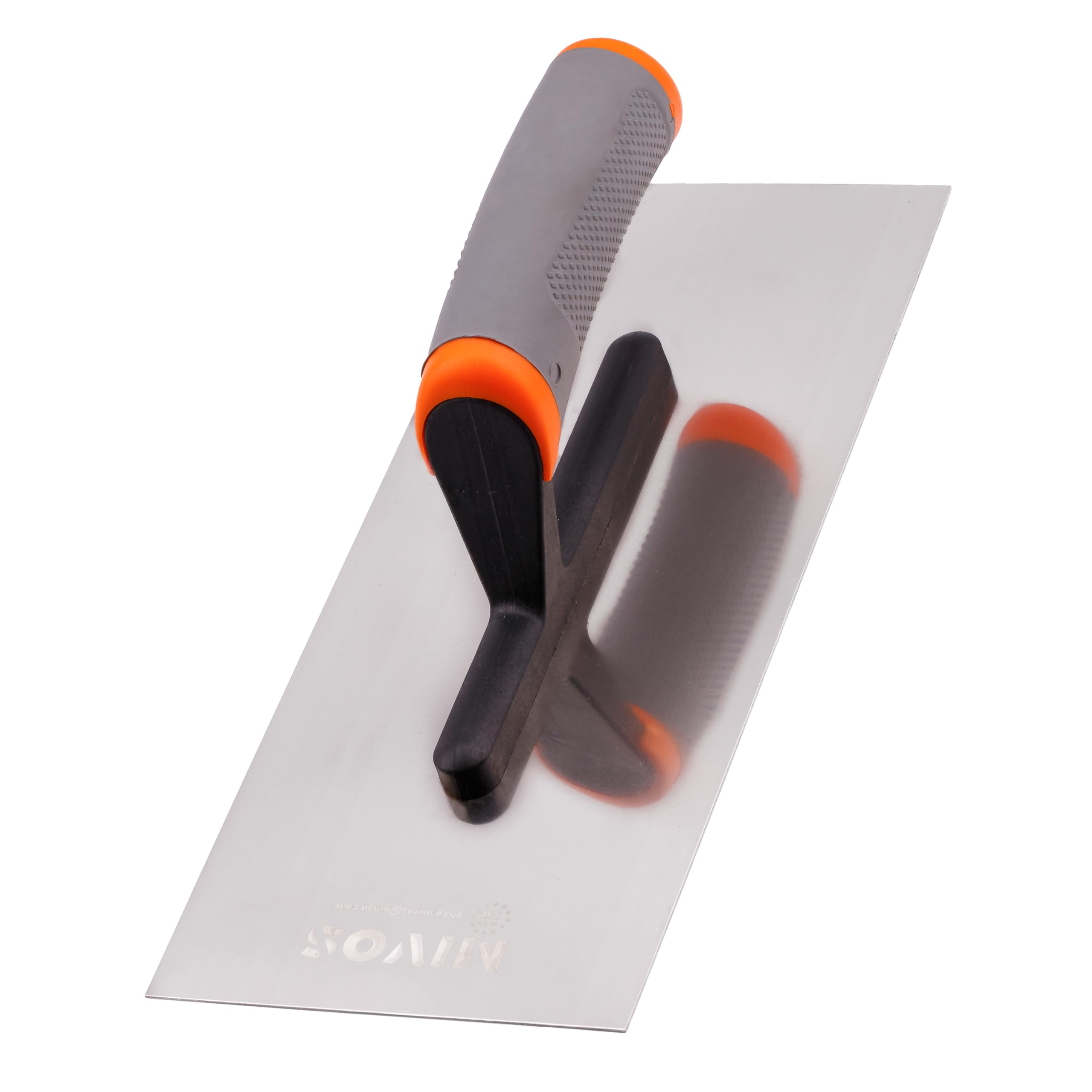 MIVOS Stainless Steel Flat Chipboard 280 x 120 mm - Stainless Steel Flat Tlapboard With Ergonomic Softgrip - Flat Tamp For Plaster And Masonry - MADE IN EU