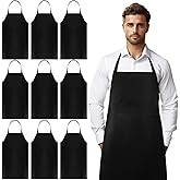 Cabaubl Bib Aprons Unisex 6 Pack, Bulk Black Chef Apron with Extra Long Ties, without Pockets, Washable for Cooking Restaurant BBQ Painting