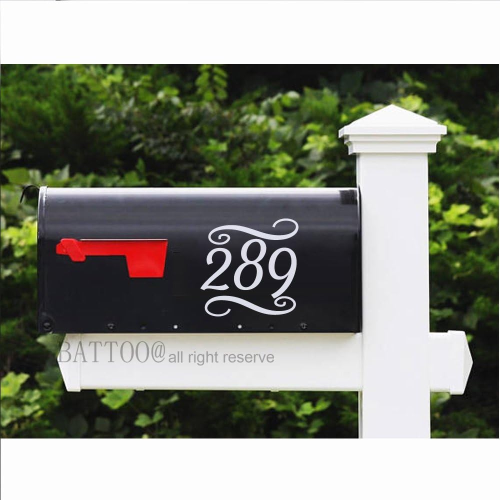 BATTOO Set of 2 Mailbox Address Number Stickers Custom House Number Decal Vinyl Mailbox Door Sticker Car Truck Computer Phone Laptop Door Decal 3