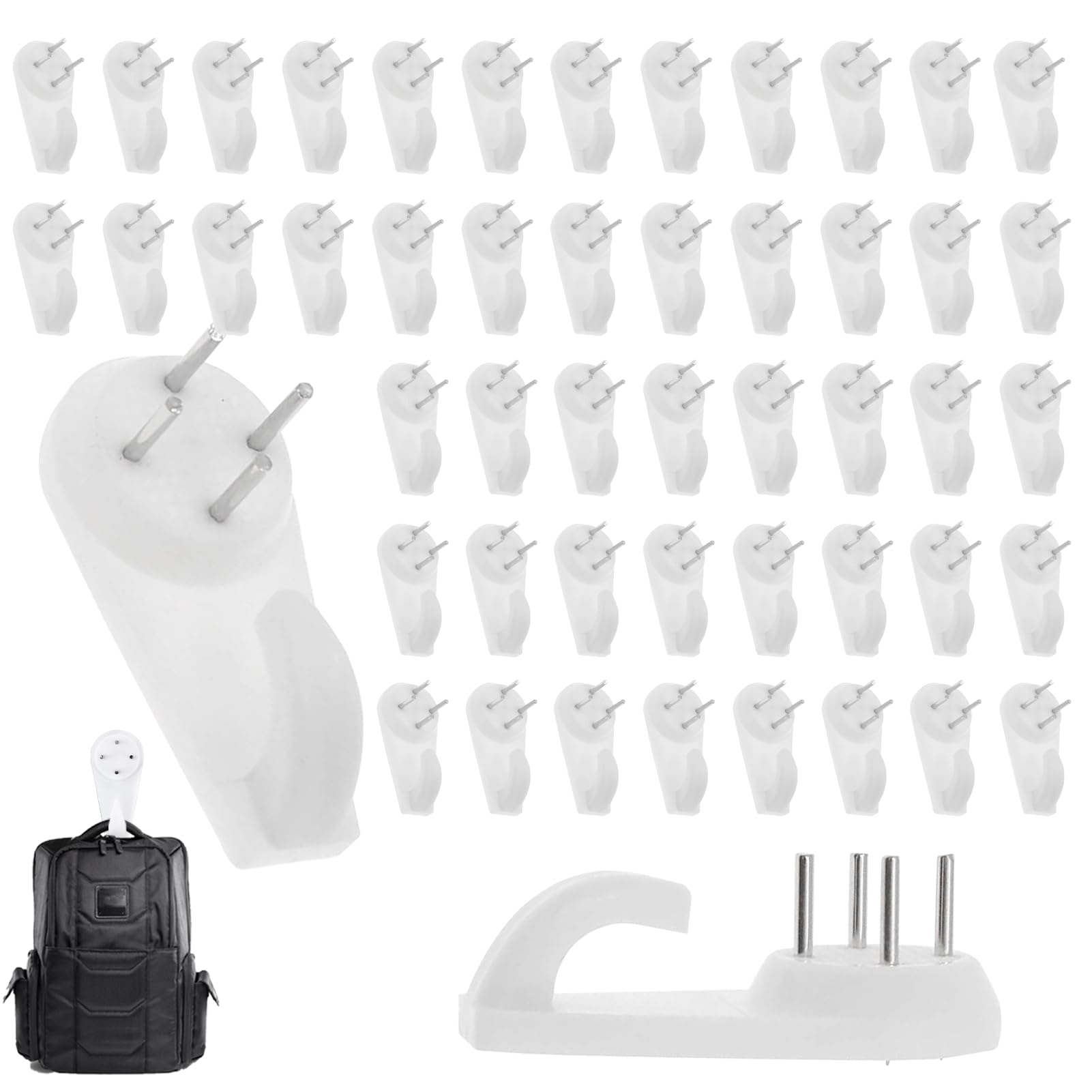 TYVOM 50 Pcs Non-Trace Picture Hooks for Plasterboard Walls, Picture Hanging Kit Hard Wall Picture Hooks Assorted Picture Hanger Set for Drywall Concrete Wall Painting Wedding Photos Mirror