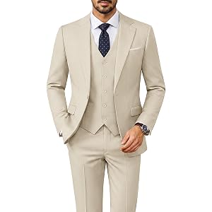 PJ PAUL JONES 3 Piece Suits for Men Slim Fit Suit Set Dress Business Tuxedo | Soft durable fabric, Stretch, Adjustable waist