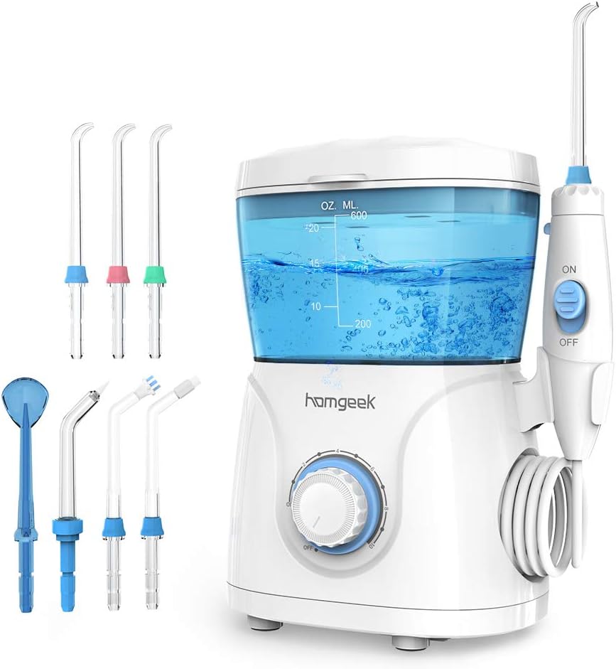 Homgeek Upgrade Water Flosser,Oral Irrigator,Dental Water Flosser,Anti Leakage Water Flosser for Braces Teeth Cleaner Dental Water Teeth 10 Adjustable Pressure with 7 Multifunctional Tips: Home & Kitchen