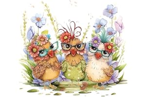 AJEPON Chicken Diamond Art Kits for Adults-Chicken Diamond Painting Kits,Chicken 5D Diamond Painting for Adults,Gem Painting Kit Arts for Wall Home Decor Arts Craft 14x14inch