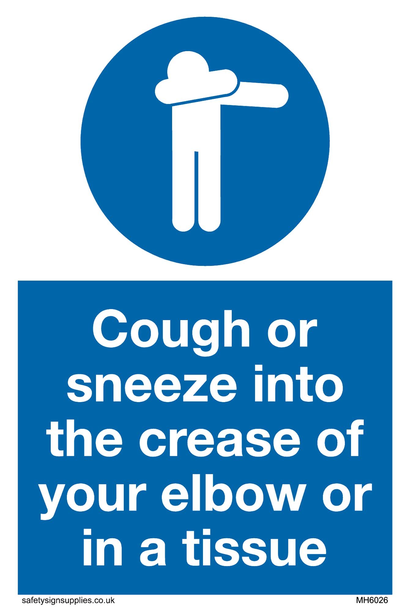 Cough or sneeze into the crease of your elbow or in a tissue