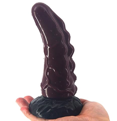 Silikon Dildo 17.2x5.9cm Rhino Horn Form Pussy Anal Masturbation Paar Flirten große Sex Toy Plug (Braun)