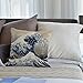 HGOD DESIGNS Wave Pillow Case, Japanese Hokusai The Great Wave of Kanagawa Cotton Linen Cushion Cover Square Standard Home Decorative Throw Pillow for Men/Women 18x18 inch Brown White …