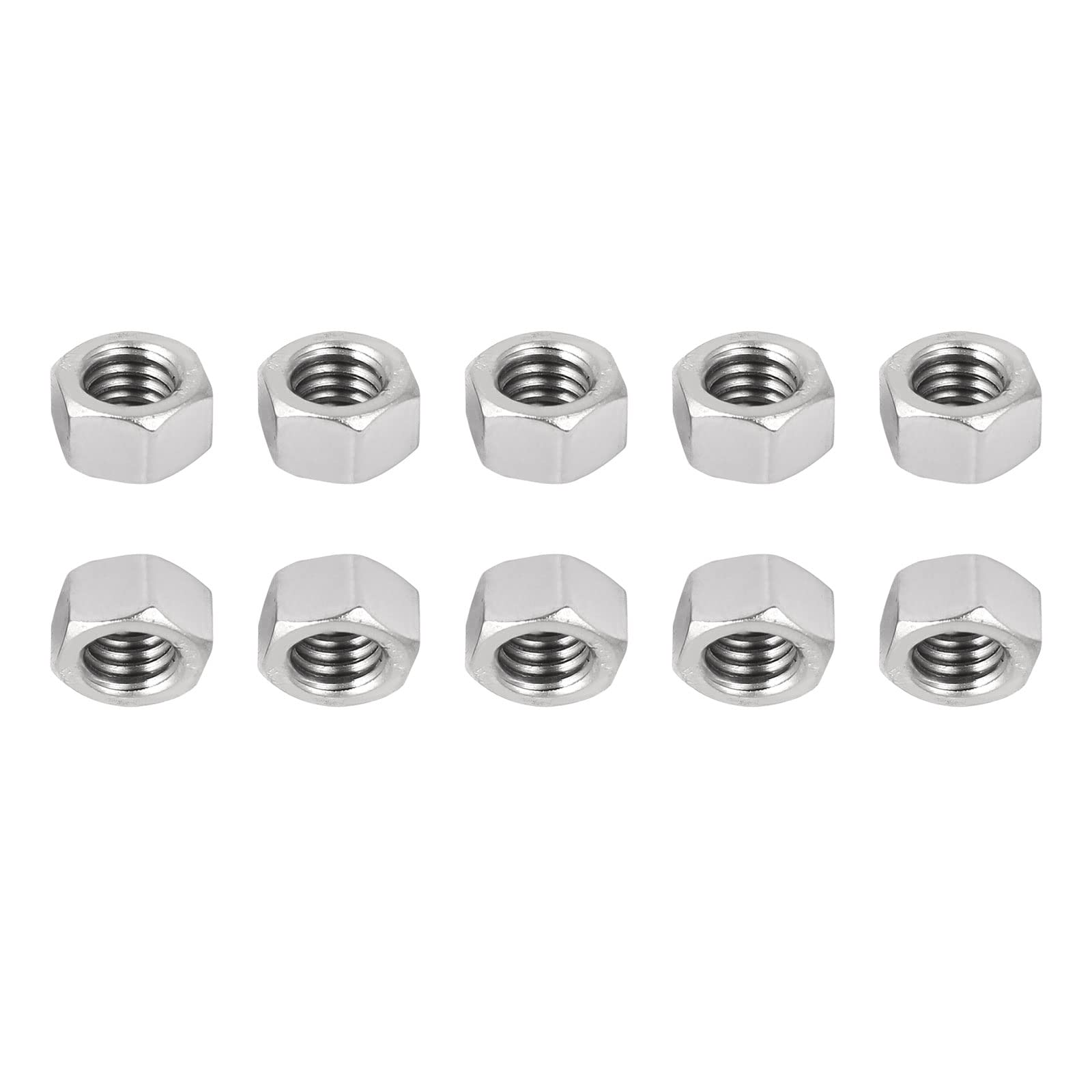 DTGN 3/8-16(UNC) Hex Nuts - 10Pack - Good for Home Garage Repair - 304 Stainless Steel Hexagonal Nuts - Silver Tone