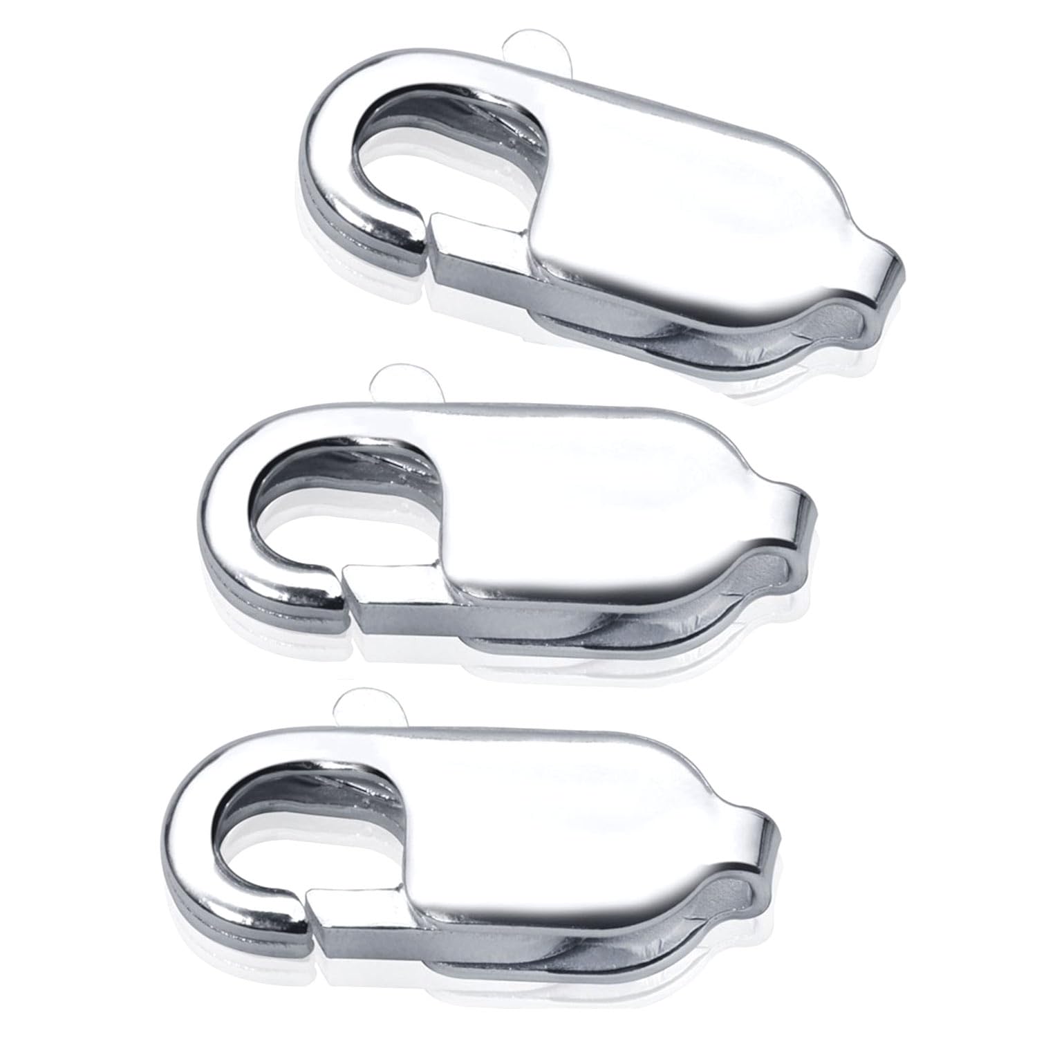 MATERIA 3 pieces 925 silver carabiner closure 5x11x1,5 mm 1,8g for bracelets / chains / jewelry crafts # Z16
