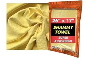 BIODISON & LEE Premium 1 Pack Bagged(26”x17”) Shammy Cloth for Car Drying - Super Absorbent Synthetic Chamois Towel for Car - Reusable Car Drying Shammy - Scratch-Free Car Drying Towel (Yellow)