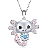 Axolotl Necklace 925 Sterling Silver Axolotl Pendant Cute Animal Jewelry Gift for Women