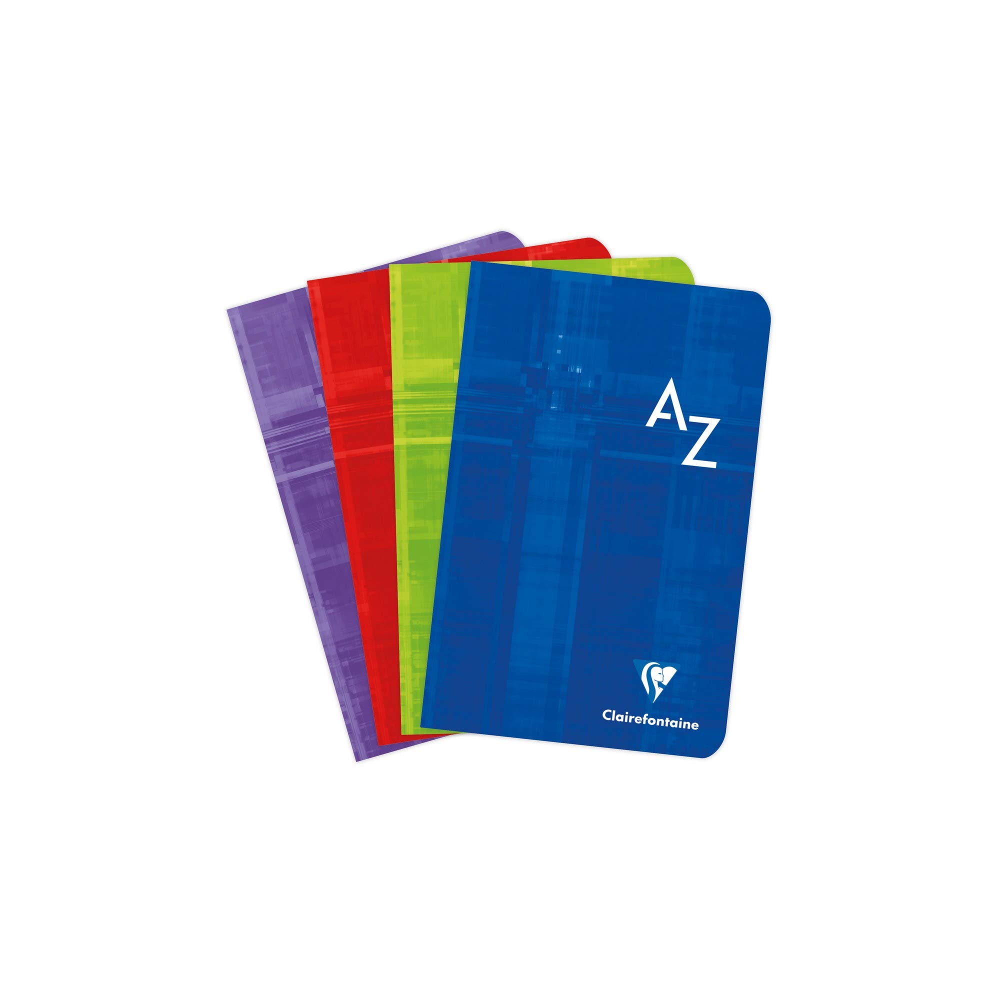 Clairefontaine 63608AMZC Set of 2 Stapled Alphabetical Indexes - 11x17 cm - 96 Seyes Ruled Pages - 90 g White Paper - Random Colour Laminated Card Cover