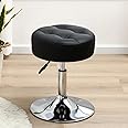 Furniliving PU Leather Swivel Makeup Chair, Adjustable Height Vanity Stool for Living Room, Bedroom, Modern Round Ottoman, Black