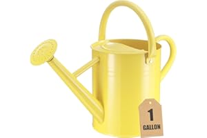 CherHome Watering Can for Outdoor Plants&Indoor Plants,Plant Watering Pot 1 Gallon with Removable Spout,Metal Flower Garden Water Can Watering Pot,Galvanized Steel Watering Can Outdoor，Yellow