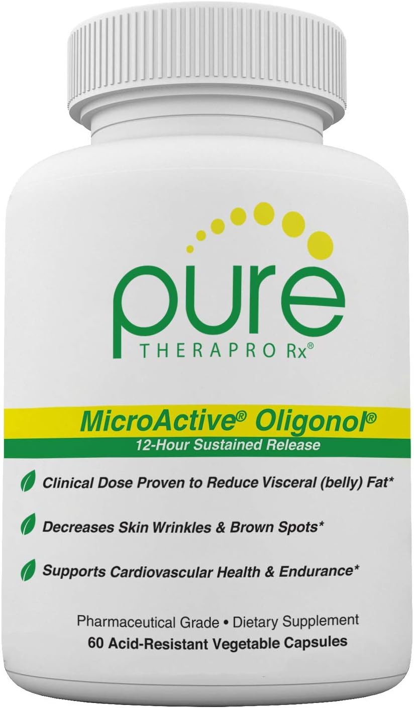 MicroActive Oligonol “Sustained Release” 60 Veg Caps | 2 Month Supply and 2X More BioAvailable | Clinically Proven for Fat Reduction & Skin Health | Supports Cardiovascular Health | Vegan: Health & Personal Care