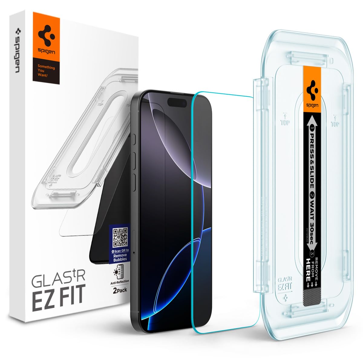 Spigen Glas.tR EZ Fit Anti Reflective Tempered Glass Screen Protector for iPhone 16 Pro Max - 2 Pack