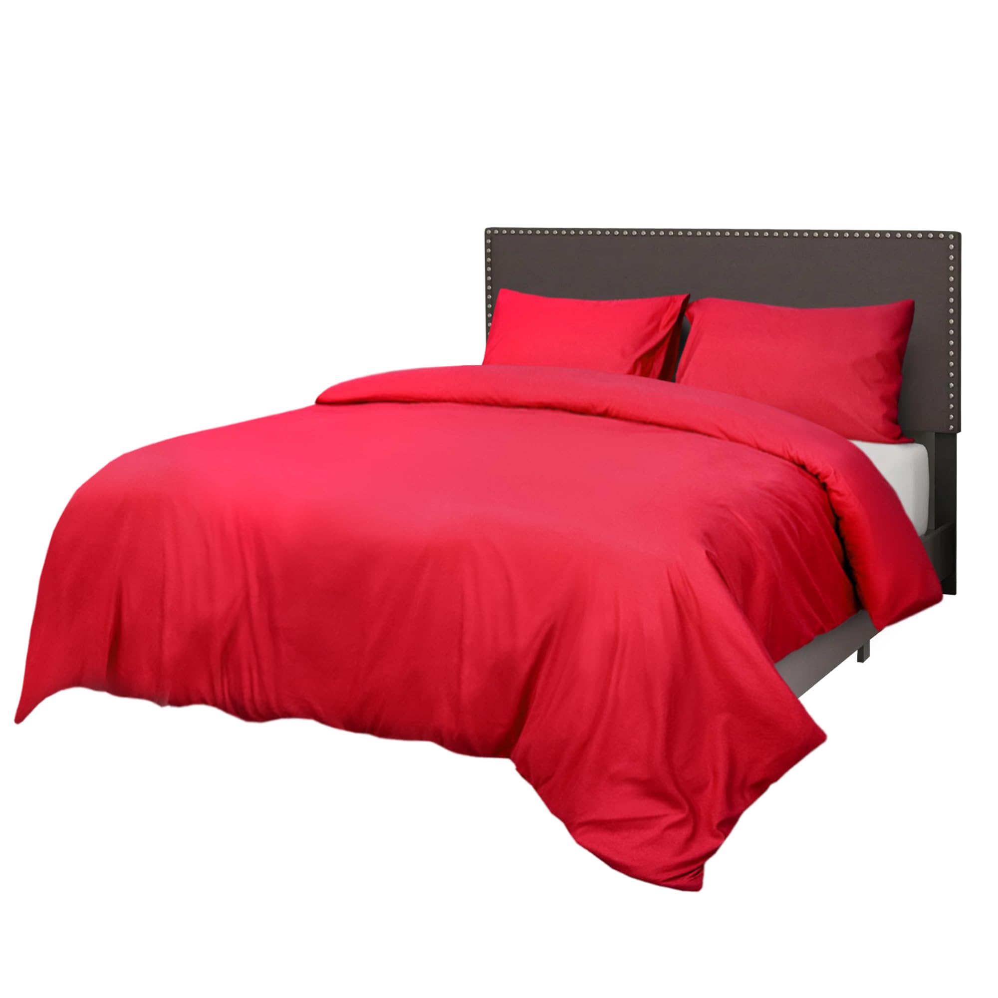 Sapphire Collection Bedding Duvet Cover Soft Brushed Microfibre Duvet Cover with Pillowcases Bedding Quilt Cover Set Wrinkle free (Red, Single)