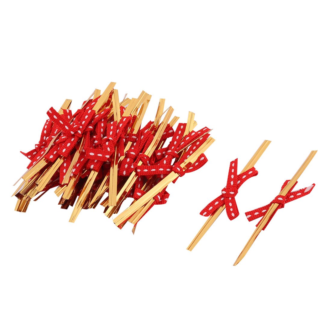 Sourcingmap Gift Bowknot Design Candy Cookie Bag Packing Sealing Twist Tie Rope 40pcs Red