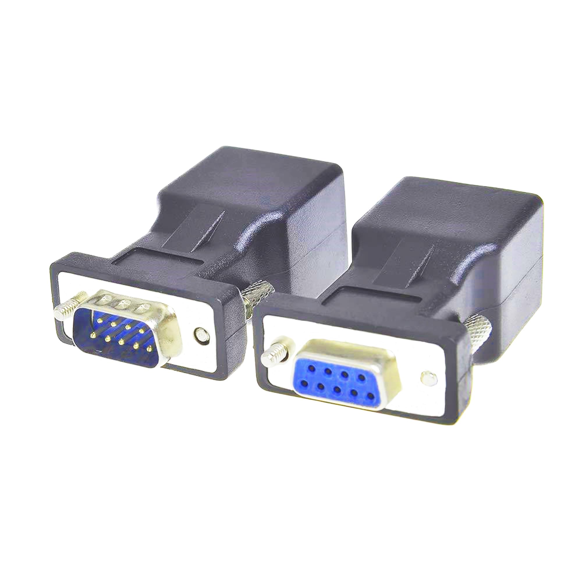 SHANFEILU RS232 DB9 to RJ45 Serial Adapter DB9 Male to RJ45 Female Serial Converter Coupler LAN Ethernet Cat5e Cat6 Extender Adapter 2pcs