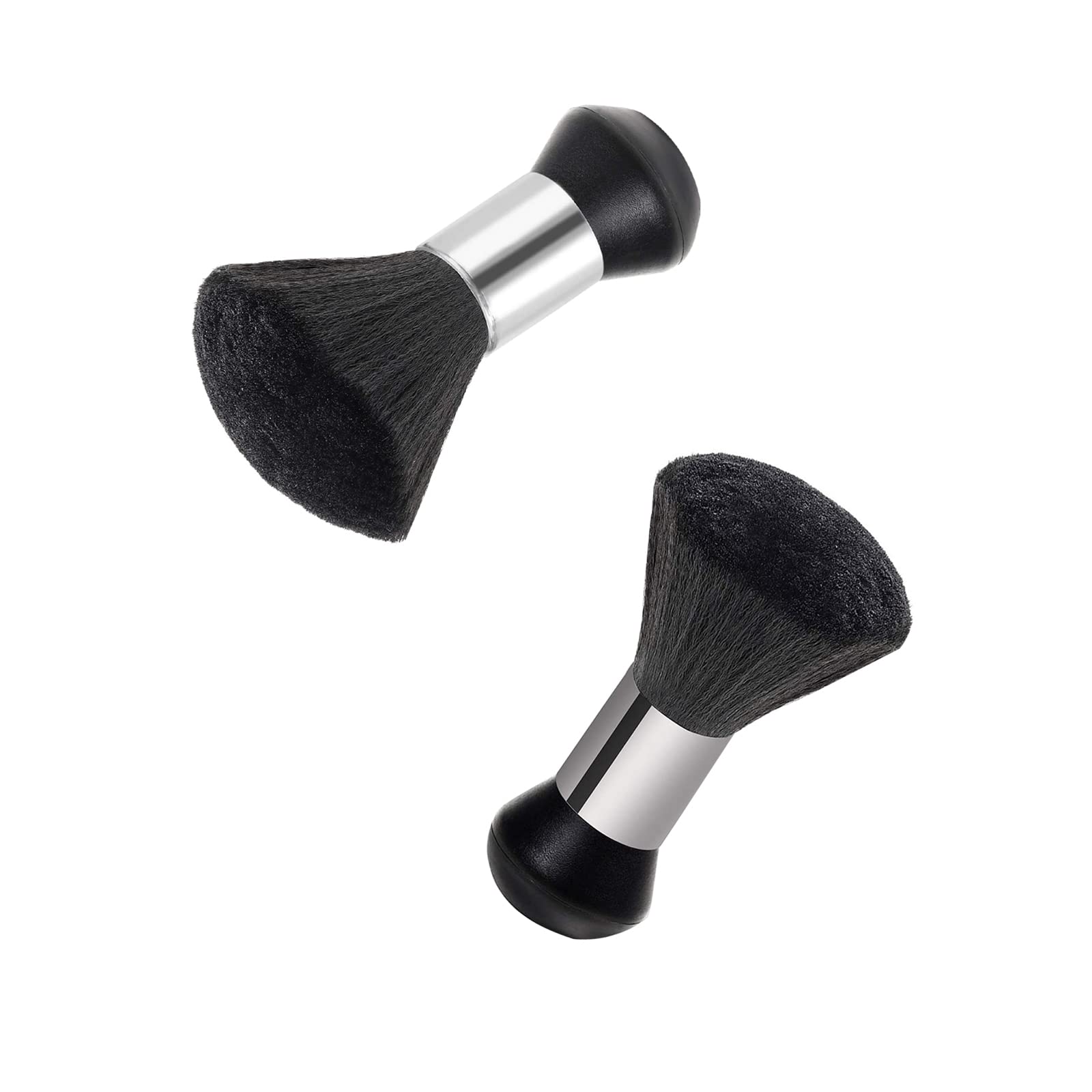 PROVO 2 Pack Hairdressing Brush Large Neck Duster Brushes for Hairdressers, Professional Salon Hair Cutting Barber Hair Sweep Brush, Ultra Soft Cleaning Bristles, Rubber Grip, Hair Styling Tool Black