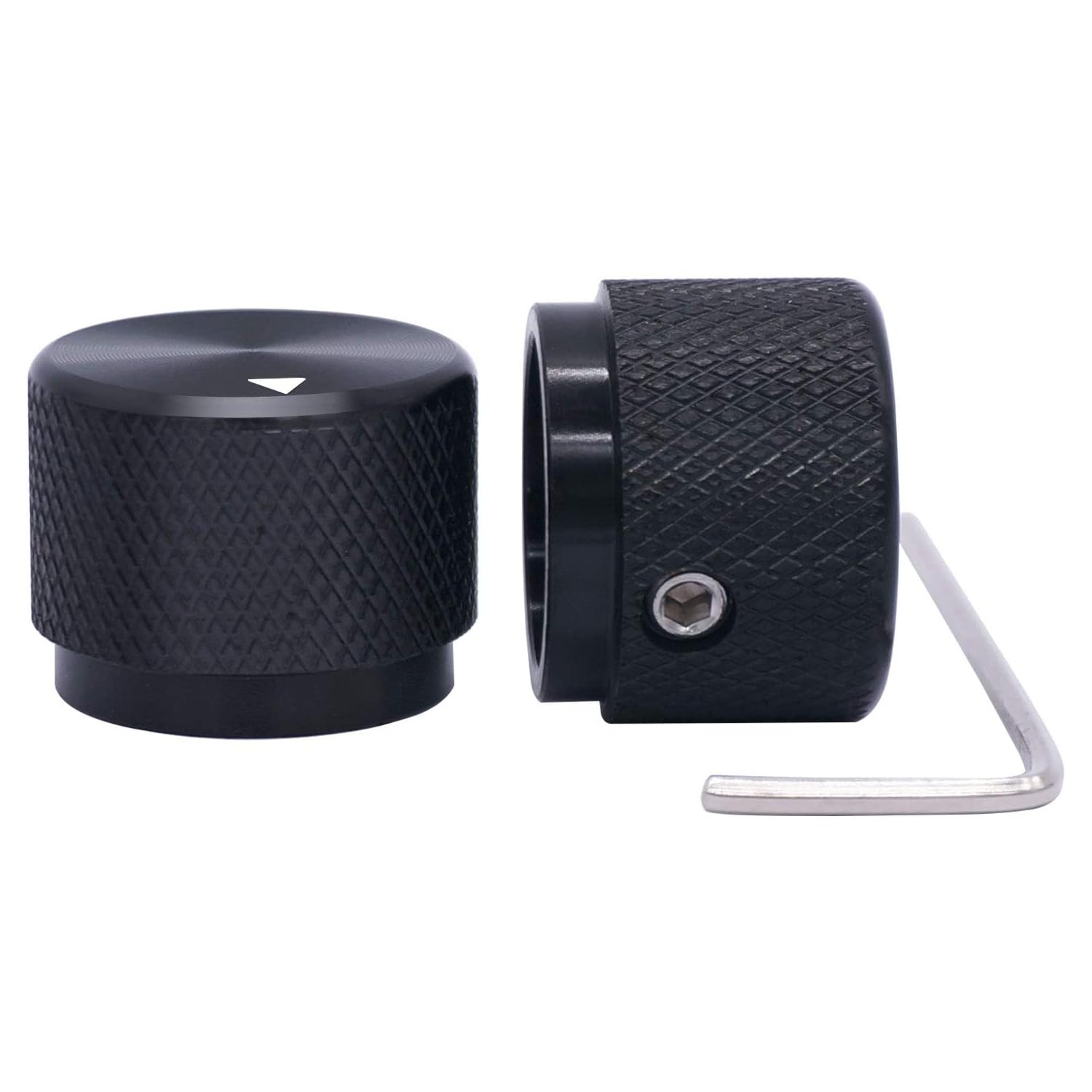 Taiss 2 x Black Aluminium Electronic Potentiometer Knob for 6mm Diameter Shaft Volume Control Audio Knob Guitar Knob Switch Knob 20mm x 15.5mm Height