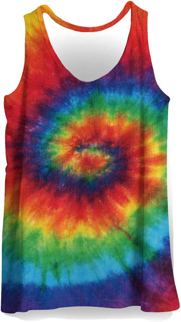 Men's 3D Printed Tie Dye Creative Funny Sleeveless Tank Top Shirts: Clothing