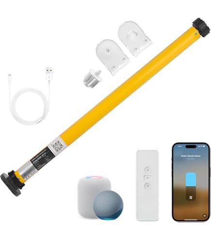 MING CHEN Smart Tubular Motor – 1Nm Rechargeable Motorized Blind Motor With RF Remote, 36mm/38mm Shade Tube Compatible, Works With Alexa/Google Via Hub