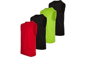 Black Bear Boys Athletic Tank Top - 4 Pack Sleeveless Athletic Top Workout Boys Shirt - Youth Crew Neck Muscle Shirts