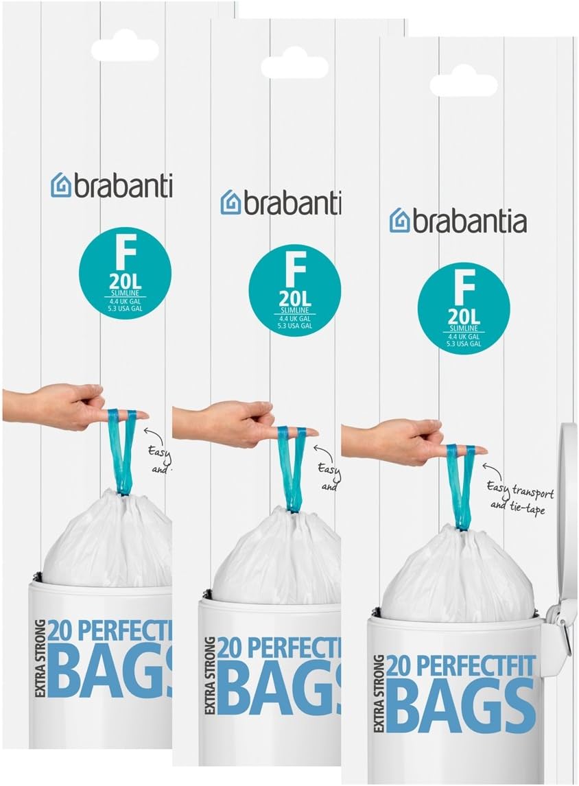 Brabantia Smartfix Slimline F Lot de 3 paquets de 20 sacs poubelle 20